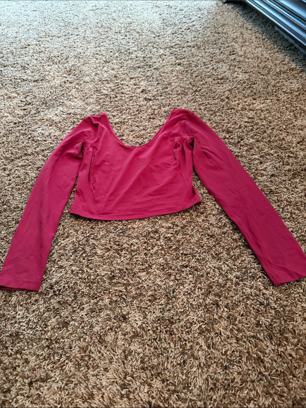 lululemon athletica Long-Sleeve Scoop Neck Crop Top - Deep Raspberry
